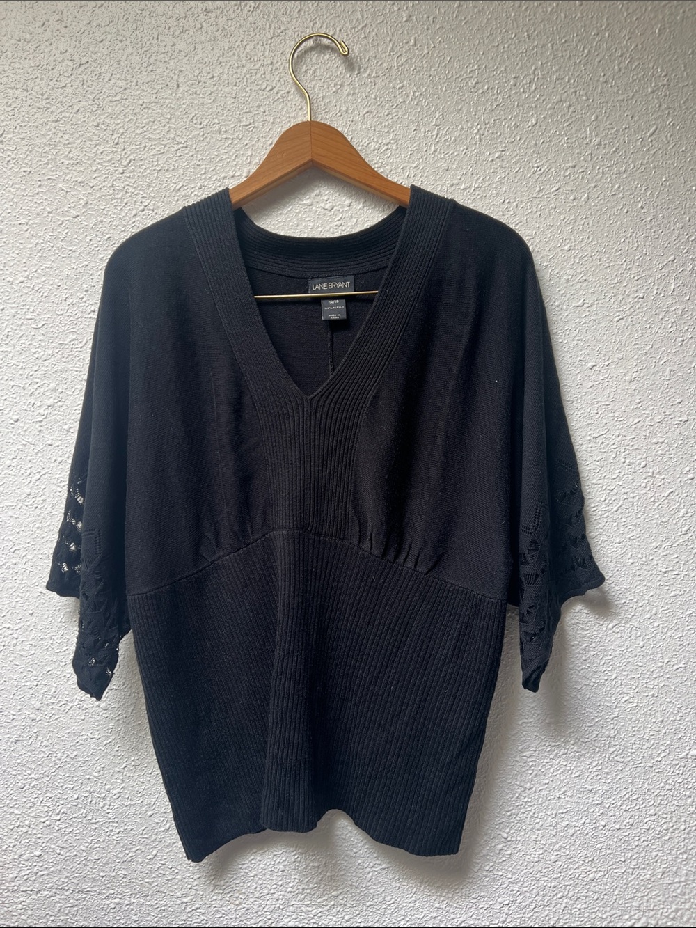 Lane Bryant Black V-Neck Dolman Sleeve Sweater